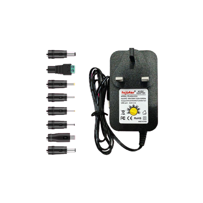 30W Universal Power Adapter, 3V To 12V Voltage Universal Charger Switch Power Supply, Multi-Voltage transformer with 8 Tips