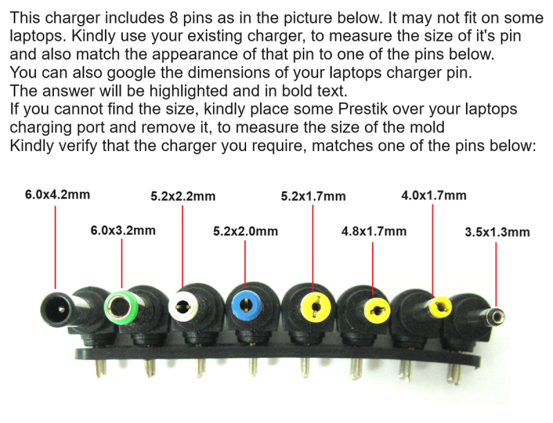 Multifunction Laptop Charger, Power Adapter. 8 piece connectors PW828 - Image 2