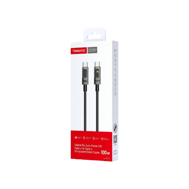 Digital Pro Auto Power Off Type-c To Type-c Transparent Data Cable CC-1 - Image 2